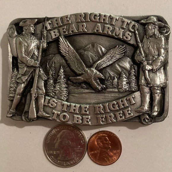 Vintage 1982 Belt Buckle, The Right To Bear Arms - Picture 1 of 3